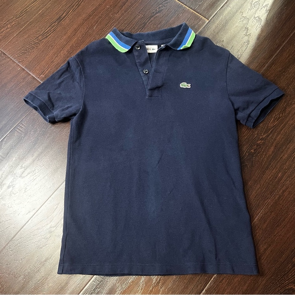 Lacoste Navy Polo Shirt with Green and Blue Accents Boy Kid